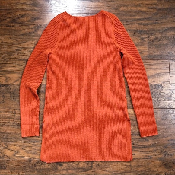 Ett Twa • Anthro Amrita tunic sweater burnt orange merino ribbed knit pullover - Picture 9 of 10
